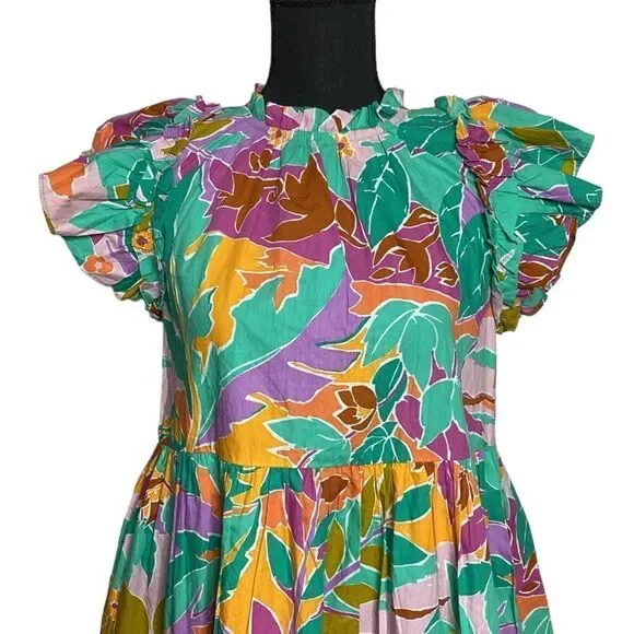 HOUSE OF HARLOW 1960 Tropical Print Ruffled Dress - Picture 3 of 9